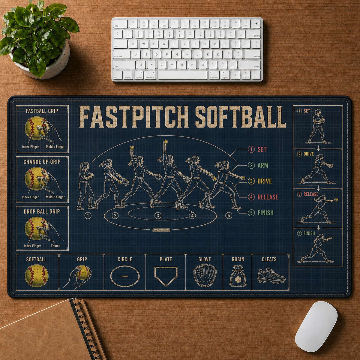 Fastpitch Softball Blueprint Desk Mat | 5To9Vibe