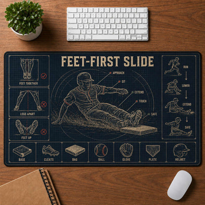 Feet-First Slide Blueprint Desk Mat | 5To9Vibe
