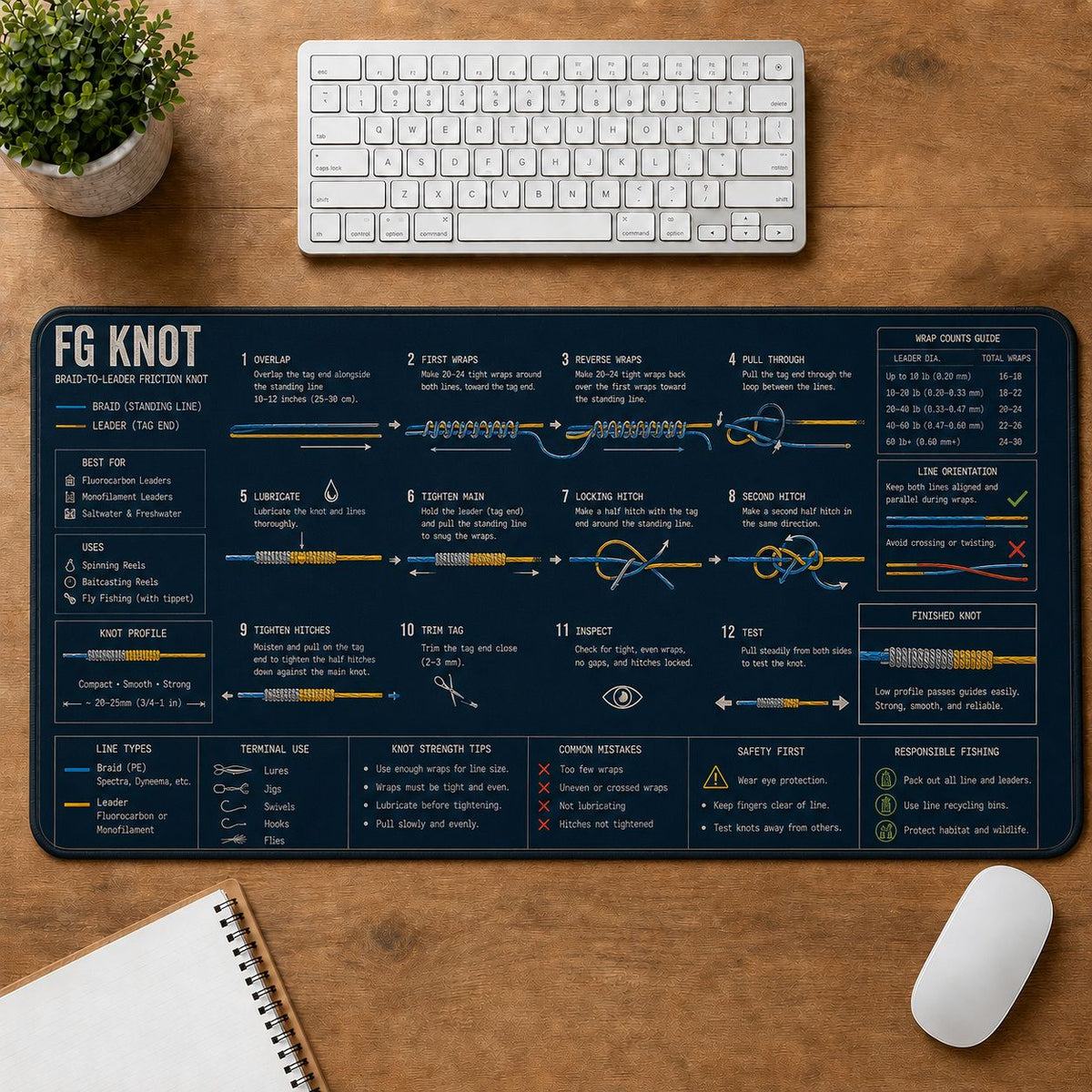 FG Knot Fishing Field Guide Desk Mat | 5To9Vibe