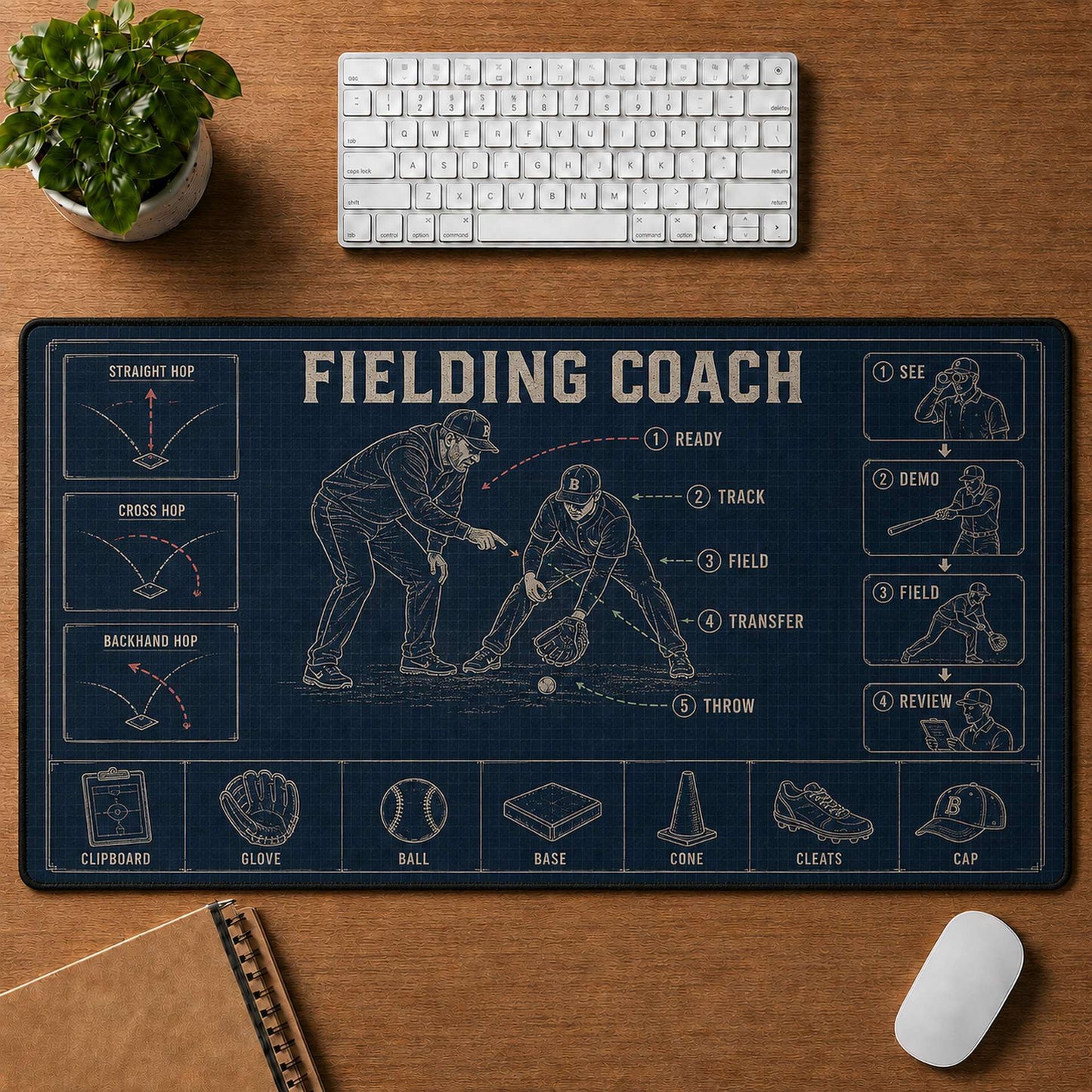 Fielding Coach Blueprint Desk Mat | 5To9Vibe