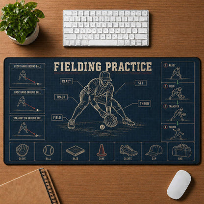 Fielding Practice Blueprint Desk Mat | 5To9Vibe