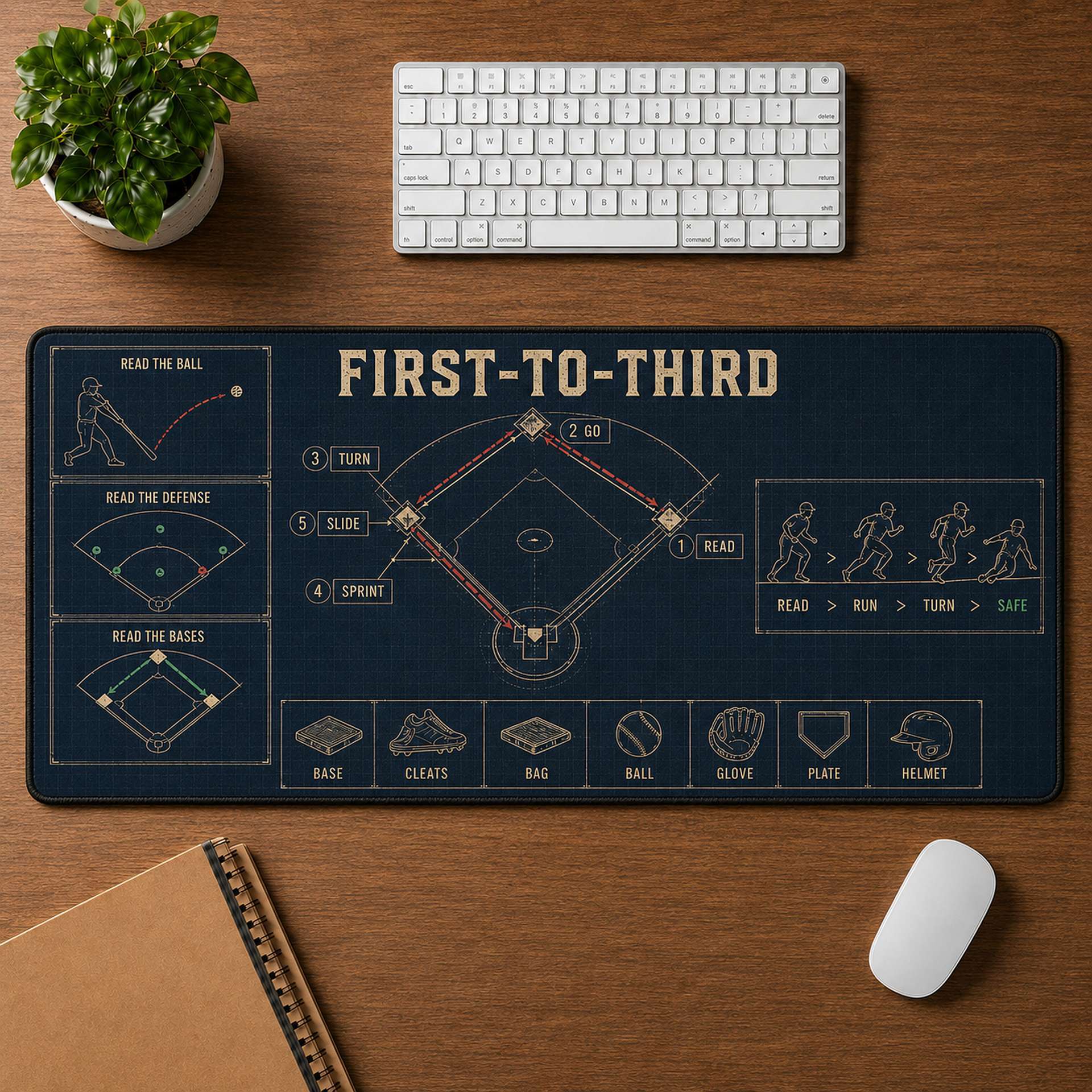 First-to-Third Blueprint Desk Mat | 5To9Vibe