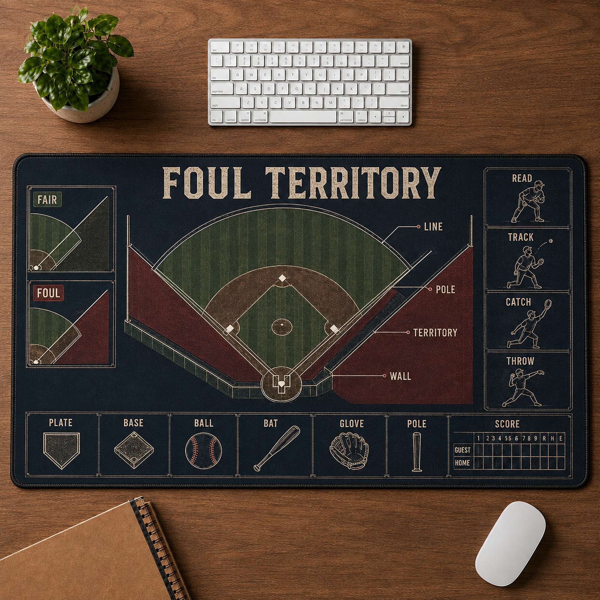Foul Territory Blueprint Desk Mat | 5To9Vibe