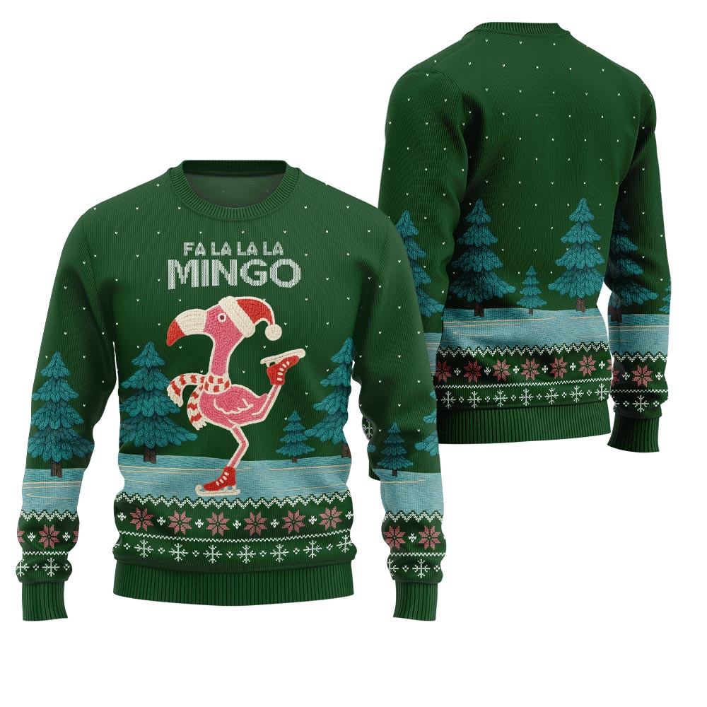 Fa La La La Mingo Flamingo Ugly Christmas Sweater