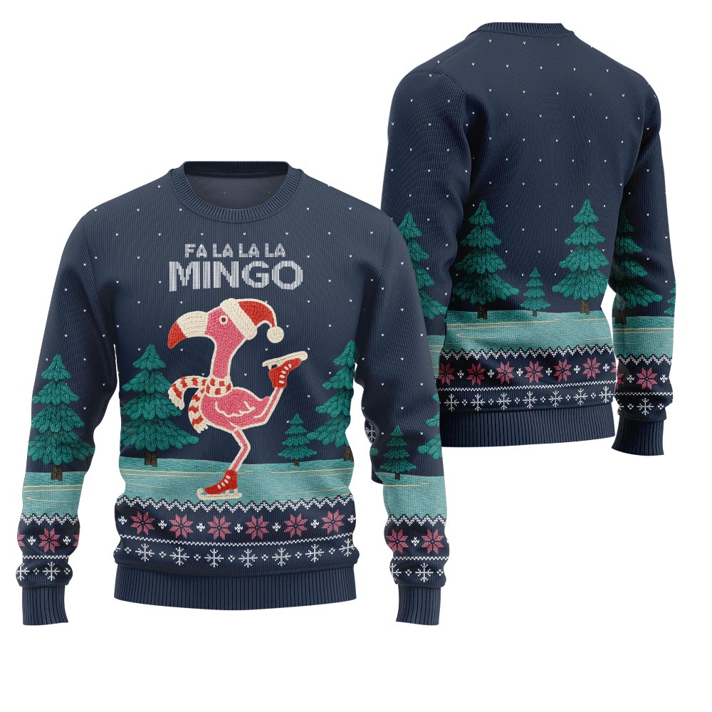 Fa La La La Mingo Flamingo Ugly Christmas Sweater