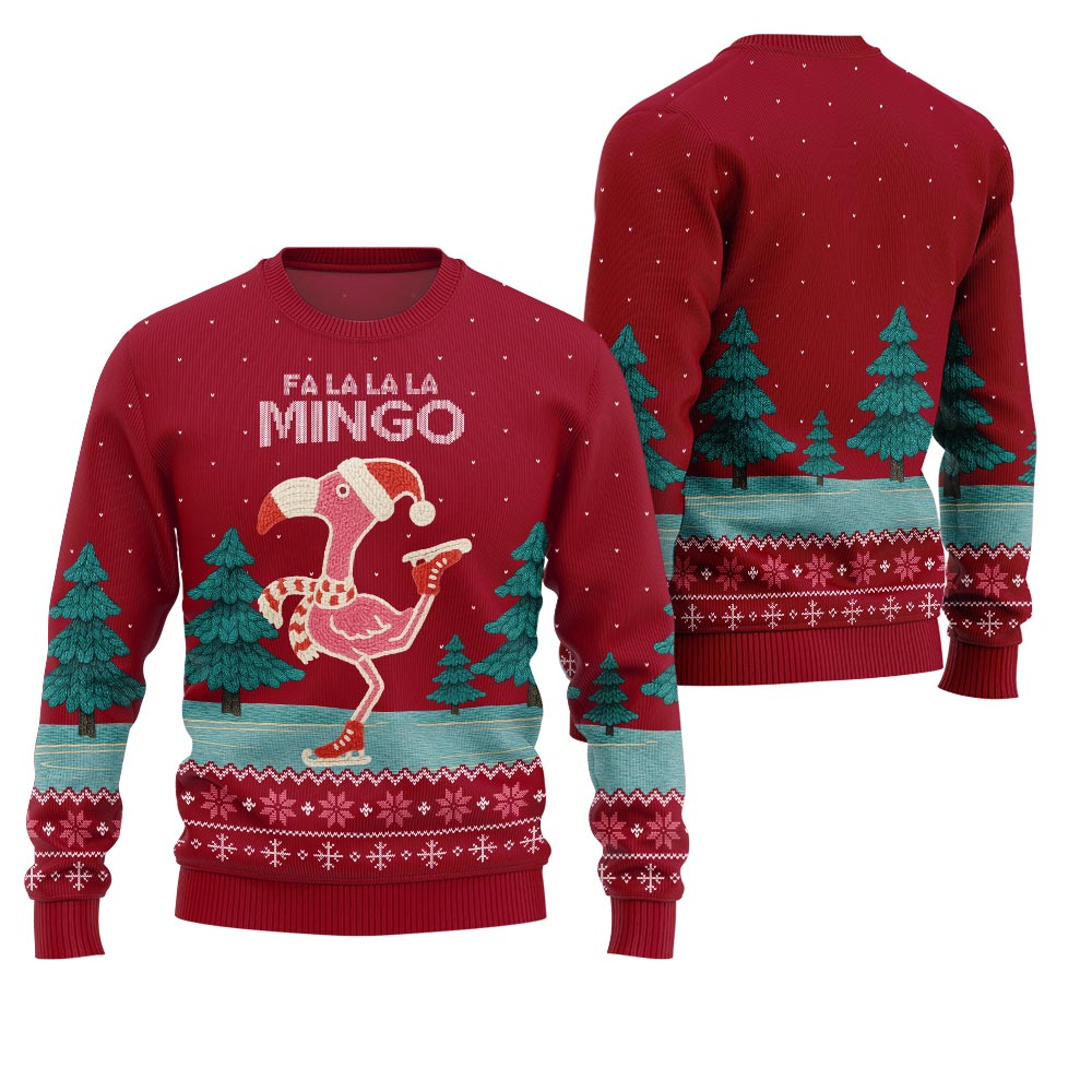 Fa La La La Mingo Flamingo Ugly Christmas Sweater