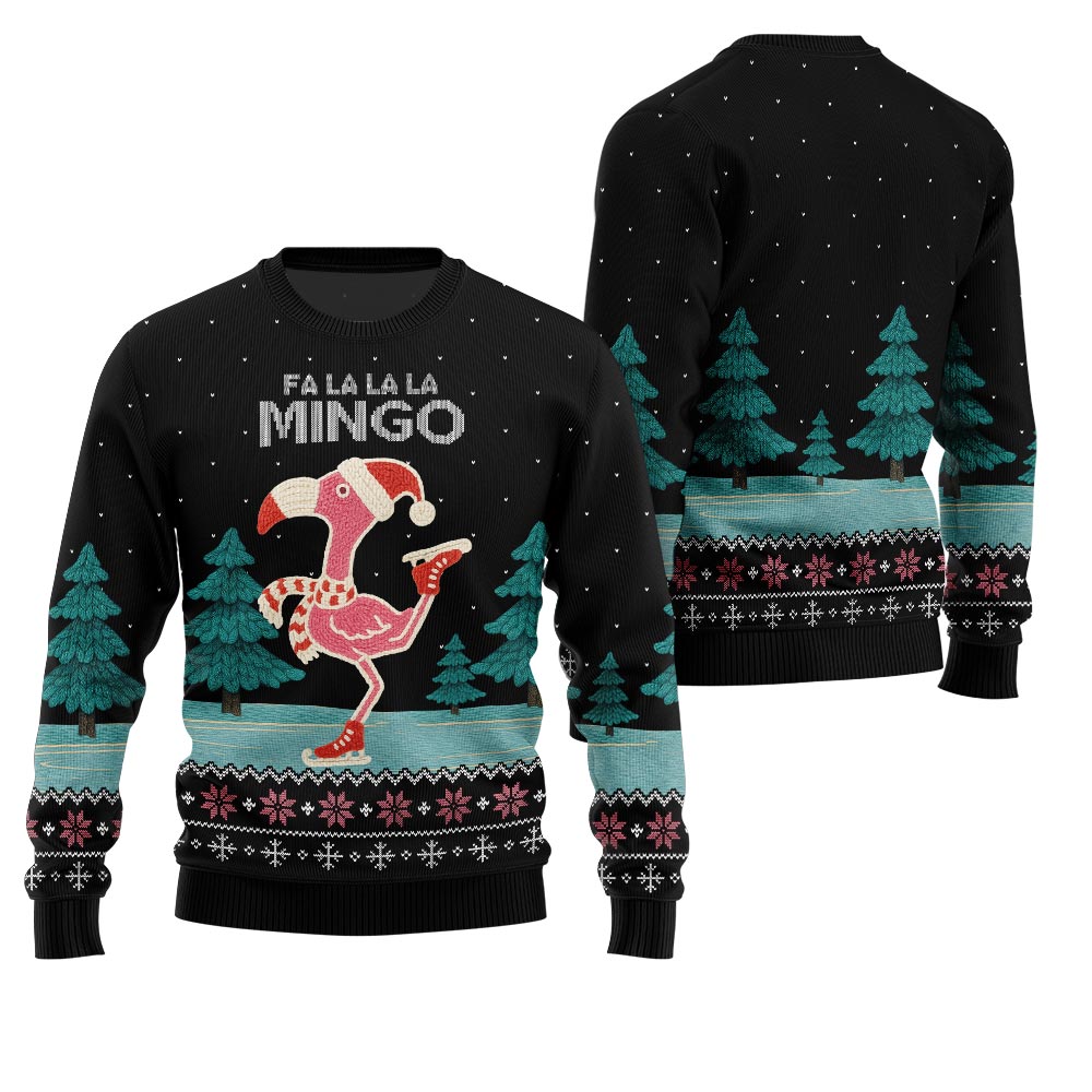 Fa La La La Mingo Flamingo Ugly Christmas Sweater