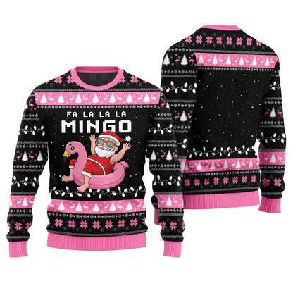 Fa La La La Mingo Santa And Flamingo Ugly Christmas Sweater
