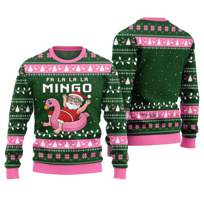 Fa La La La Mingo Santa And Flamingo Ugly Christmas Sweater