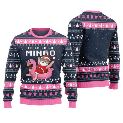 Fa La La La Mingo Santa And Flamingo Ugly Christmas Sweater