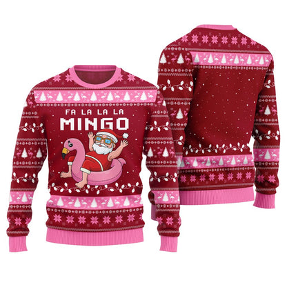 Fa La La La Mingo Santa And Flamingo Ugly Christmas Sweater