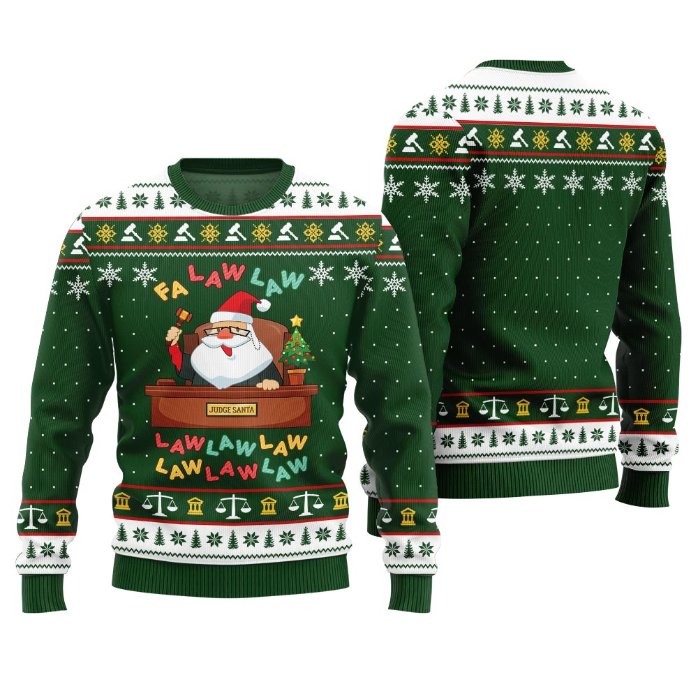 Fa Law Law Humorous Christmas Sweaters For Lawyer Green