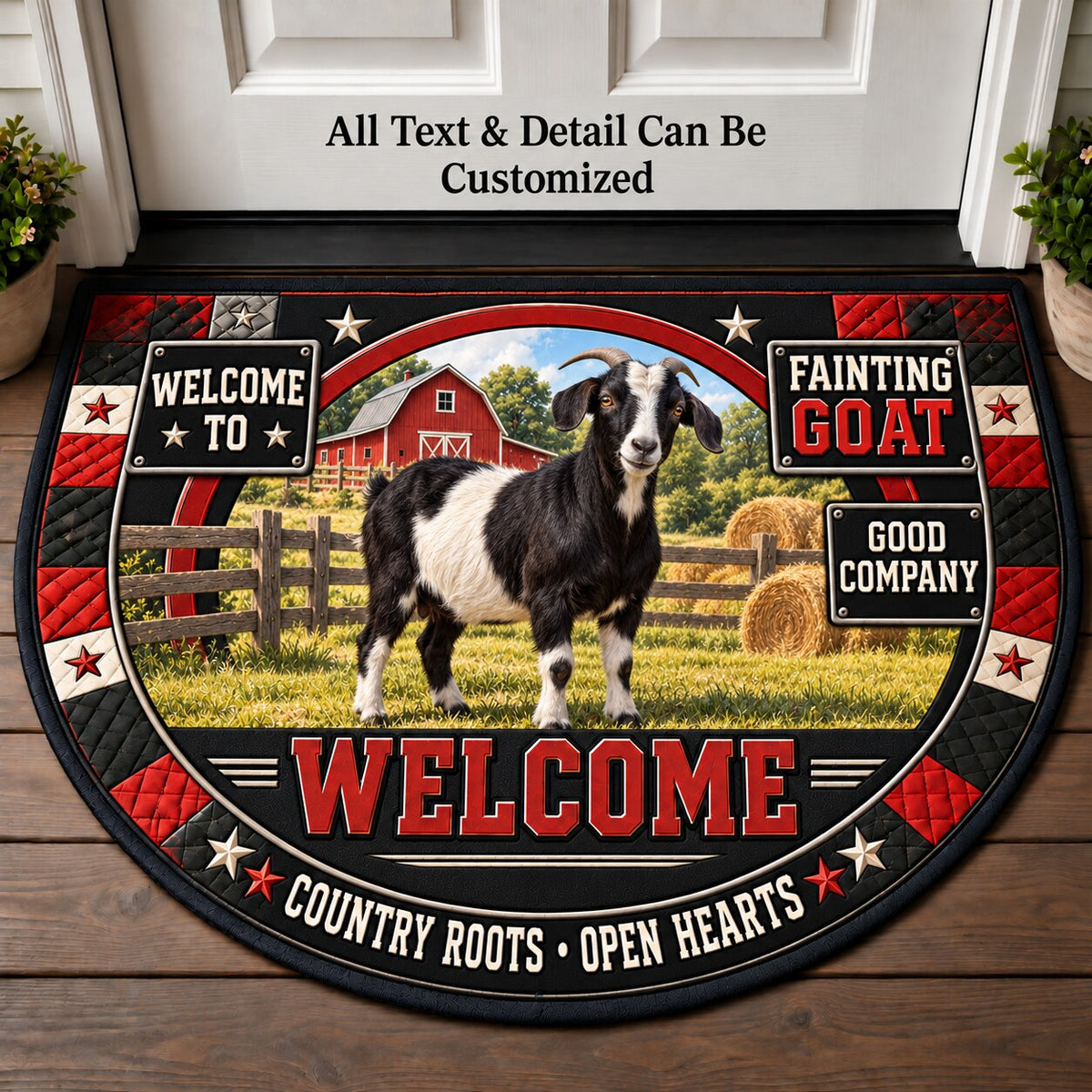 Fainting Goat Personalized Half Round Mat | 5To9Vibe