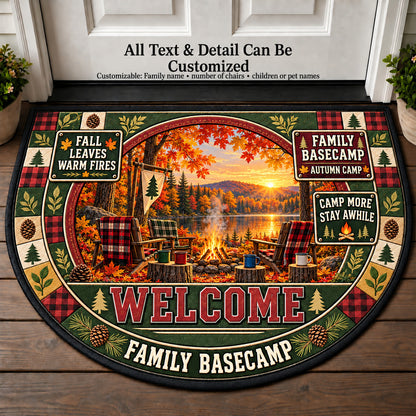 Autumn Camp - Family Basecamp Personalized Half Round Mat | 5To9Vibe