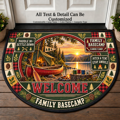 Canoe Camp - Family Basecamp Personalized Half Round Mat | 5To9Vibe