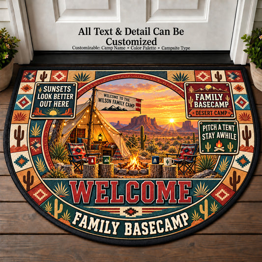 Desert Camp - Family Basecamp Personalized Half Round Mat | 5To9Vibe