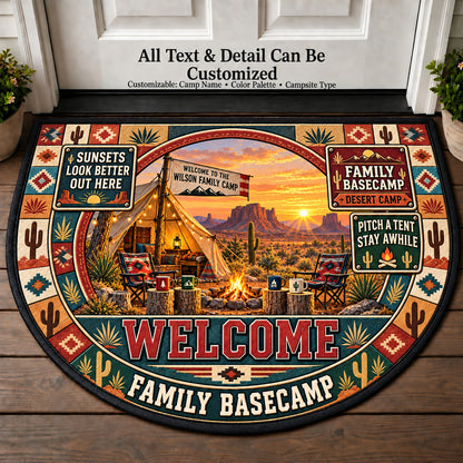 Desert Camp - Family Basecamp Personalized Half Round Mat | 5To9Vibe