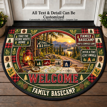 Map Compass Camp - Family Basecamp Personalized Half Round Mat | 5To9Vibe