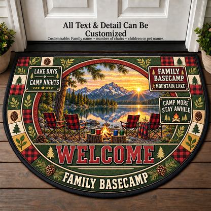 Mountain Lake - Family Basecamp Personalized Half Round Mat | 5To9Vibe