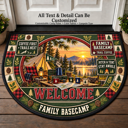 Trail Coffee - Family Basecamp Personalized Half Round Mat | 5To9Vibe