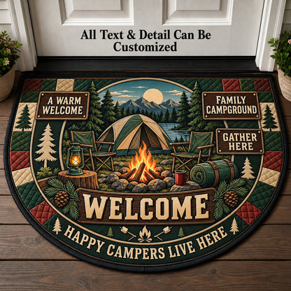 Family Campground Personalized Half Round Mat | 5To9Vibe