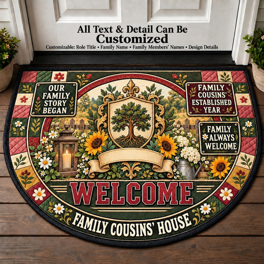 Family Cousins' Established Year Personalized Half Round Mat | 5To9Vibe