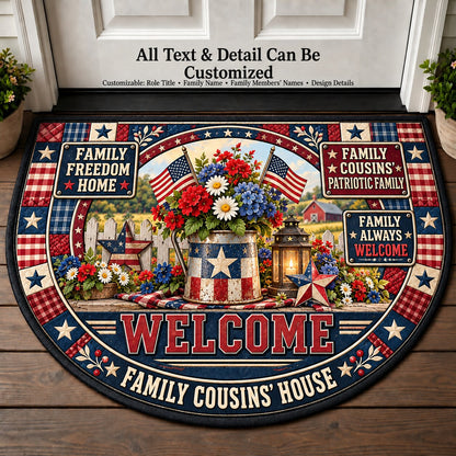 Family Cousins' Patriotic Family Personalized Half Round Mat | 5To9Vibe