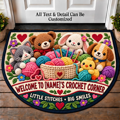 Amigurumi Friends - Family Crochet Corner Personalized Half Round Mat | 5To9Vibe