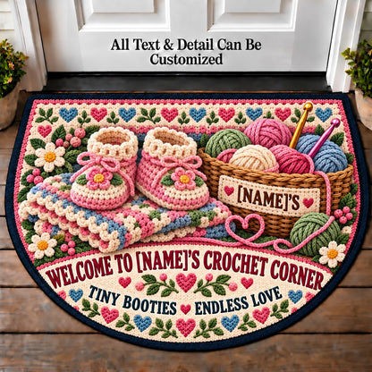 Baby Booties - Family Crochet Corner Personalized Half Round Mat | 5To9Vibe