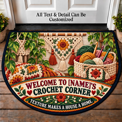 Boho Wall Hanging - Family Crochet Corner Personalized Half Round Mat | 5To9Vibe