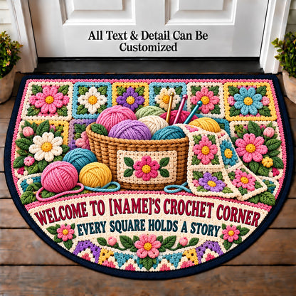 Granny Square Garden - Family Crochet Corner Personalized Half Round Mat | 5To9Vibe