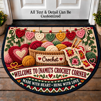 Heart Garland - Family Crochet Corner Personalized Half Round Mat | 5To9Vibe