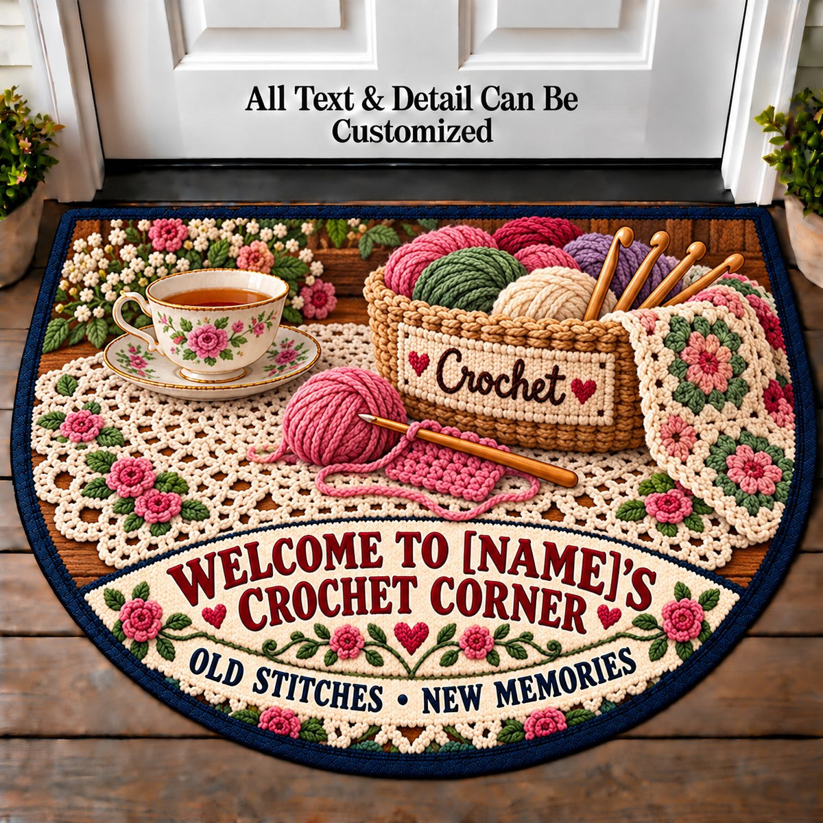 Heirloom Doily - Family Crochet Corner Personalized Half Round Mat | 5To9Vibe