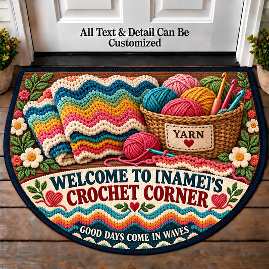 Ripple Blanket - Family Crochet Corner Personalized Half Round Mat | 5To9Vibe