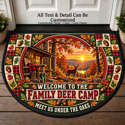 Autumn Oak Woods - Family Deer Camp Personalized Half Round Mat | 5To9Vibe