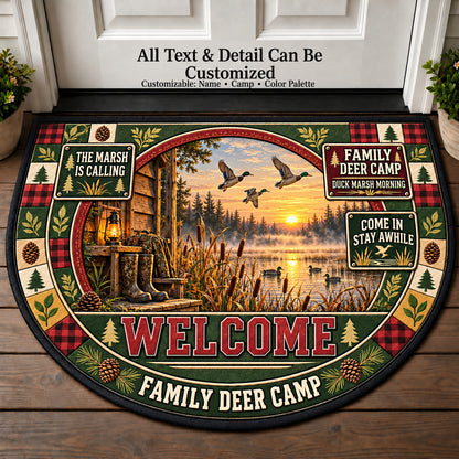 Duck Marsh Morning - Family Deer Camp Personalized Half Round Mat | 5To9Vibe