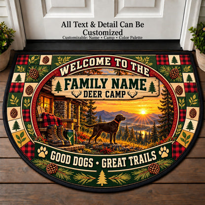 Hunting Dog Home - Family Deer Camp Personalized Half Round Mat | 5To9Vibe