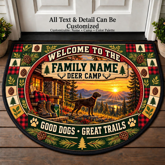 Hunting Dog Home - Family Deer Camp Personalized Half Round Mat | 5To9Vibe