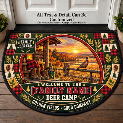 Pheasant Field - Family Deer Camp Personalized Half Round Mat | 5To9Vibe