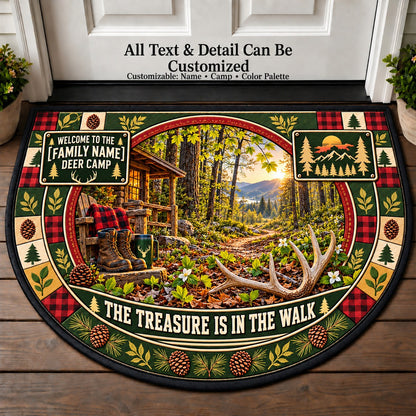 Shed Antler Search - Family Deer Camp Personalized Half Round Mat | 5To9Vibe