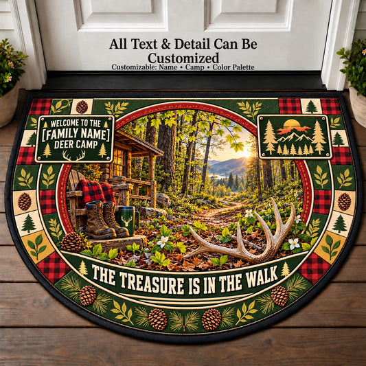 Shed Antler Search - Family Deer Camp Personalized Half Round Mat | 5To9Vibe
