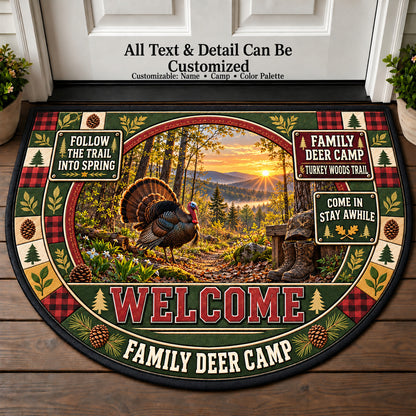 Turkey Woods Trail - Family Deer Camp Personalized Half Round Mat | 5To9Vibe