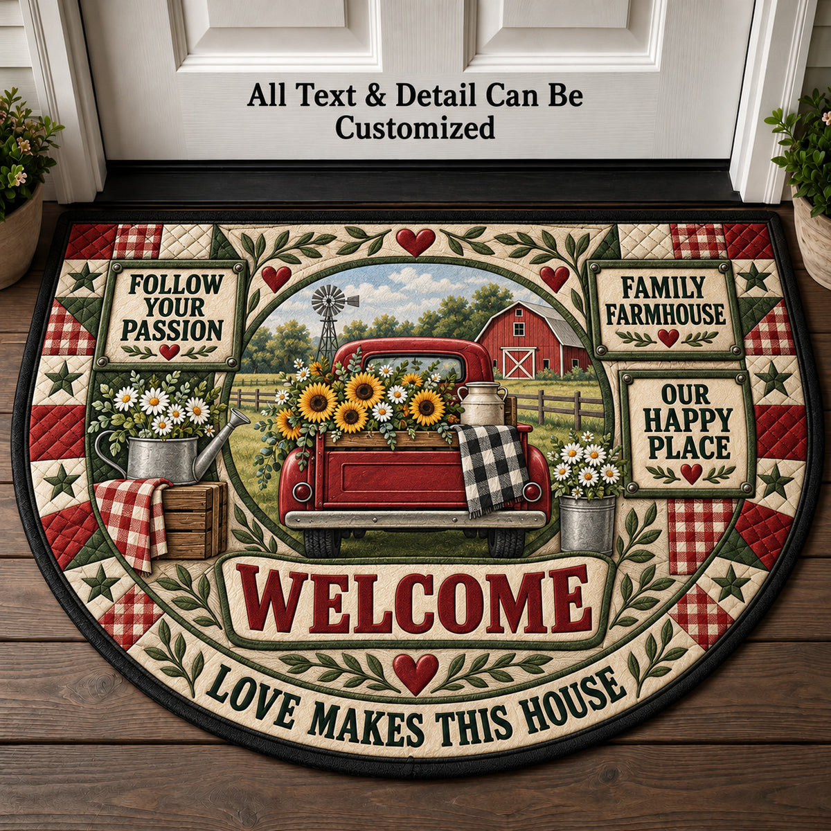 Family Farmhouse Personalized Half Round Mat | 5To9Vibe