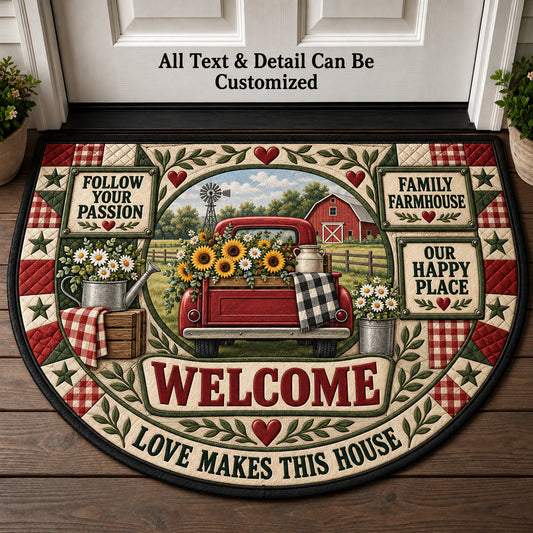 Family Farmhouse Personalized Half Round Mat | 5To9Vibe