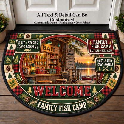 Bait Shop Nostalgia - Family Fish Camp Personalized Half Round Mat | 5To9Vibe