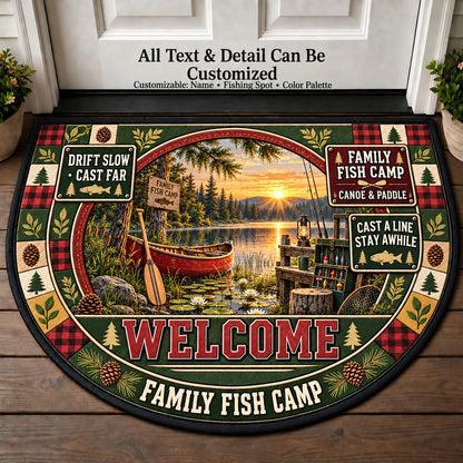 Canoe Paddle - Family Fish Camp Personalized Half Round Mat | 5To9Vibe