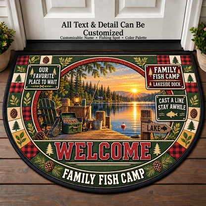 Lakeside Dock - Family Fish Camp Personalized Half Round Mat | 5To9Vibe