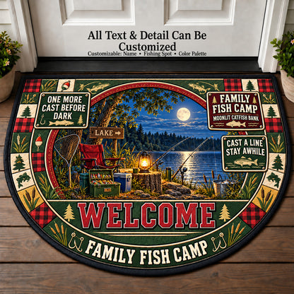 Moonlit Catfish Bank - Family Fish Camp Personalized Half Round Mat | 5To9Vibe