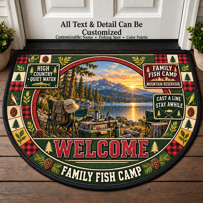 Mountain Reservoir - Family Fish Camp Personalized Half Round Mat | 5To9Vibe