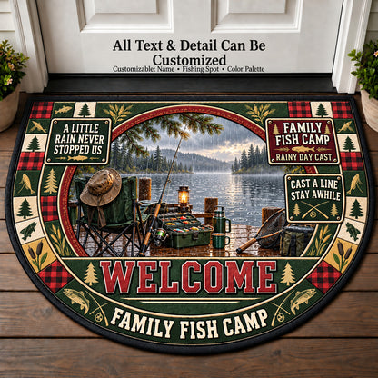 Rainy Day Cast - Family Fish Camp Personalized Half Round Mat | 5To9Vibe